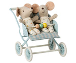 Kinderwagen / Buggy für Babymäuse, blau von Maileg
