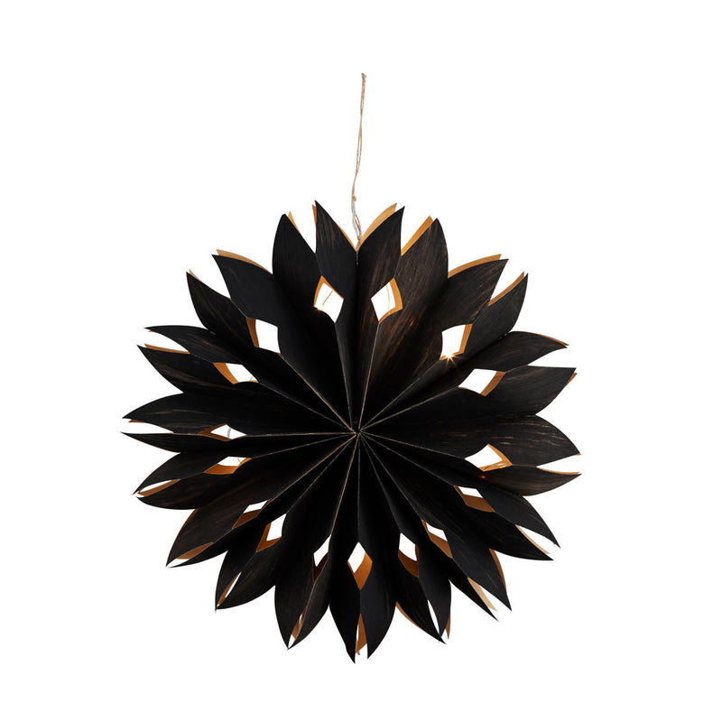 Leuchtender Stern in schwarz, aus Holz & Papier, 50cm