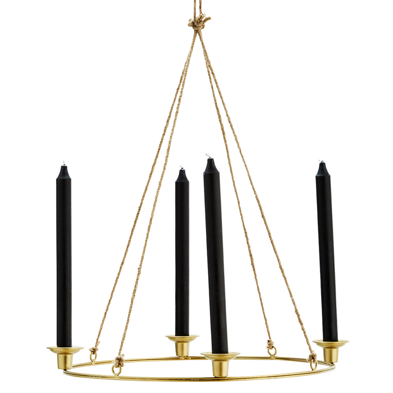 Runder Kerzen-Leuchter aus Metall für 4 Kerzen. In Gold-Antik, von Madam Stoltz