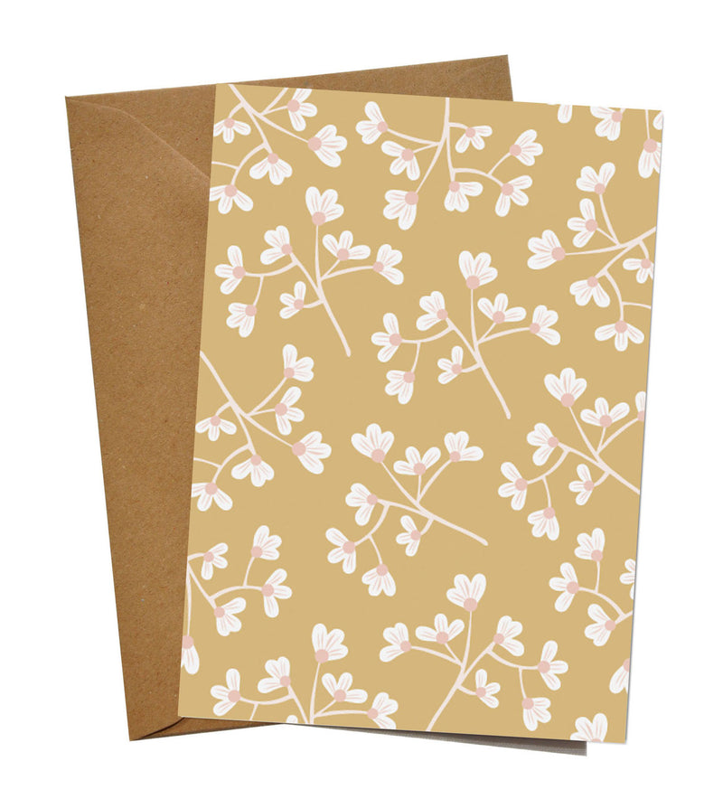 Grusskarte "Blüten gelb blanko" von mimi & joe