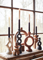 Kerzenständer mit Kreis und rauhem Finish, anthrazit,steingut, von Madam Stoltz