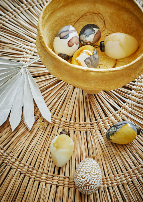 Handgemachtes Oster-Ei aus Glas in Gelb von Madam Stoltz