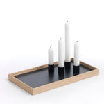 Tablett mit magnetischen Kerzenhaltern Eiche-Schwarz von The Oak Men